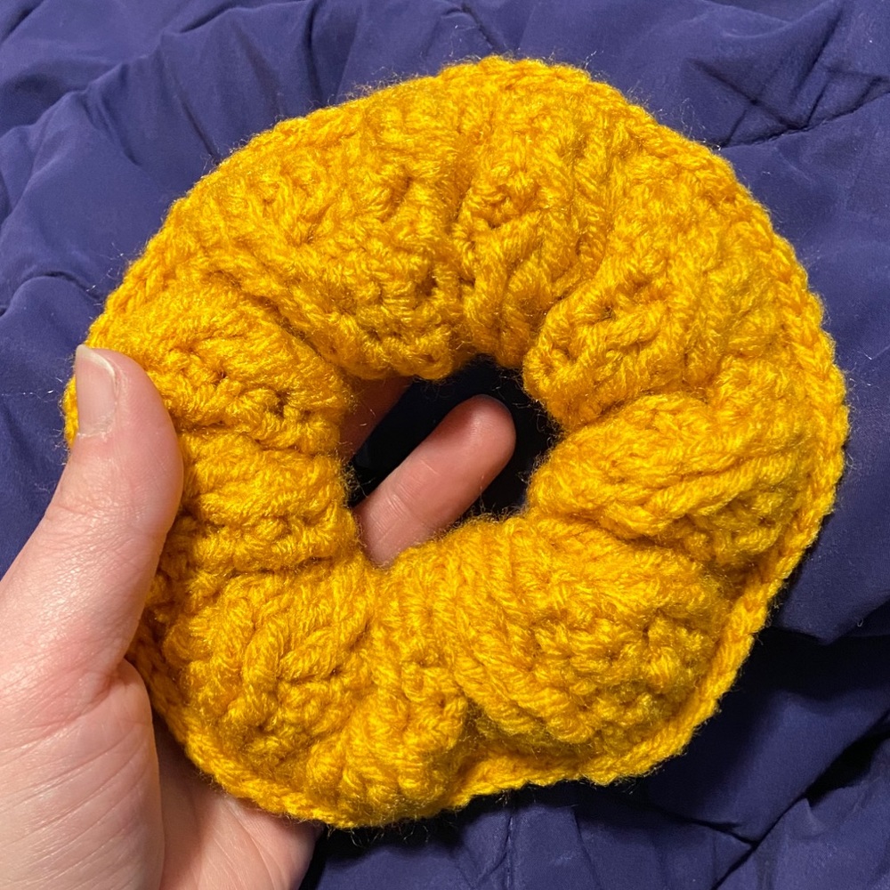 Chunky Crocheted Scrunchie in Gold